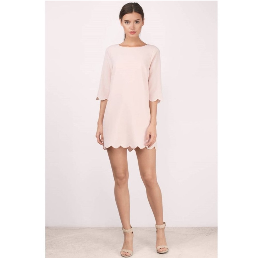 Tobi Blush Pink Scalloped Shift Dress - Picture 3 of 7